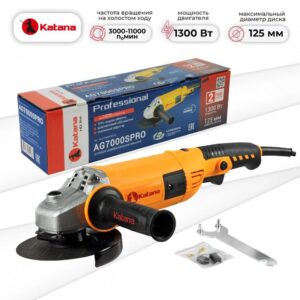 Углошлифмашина одноручная KATANA HD line AG7000S PRO (1300Вт, SDS кожух, SDS гайка, рег. об)